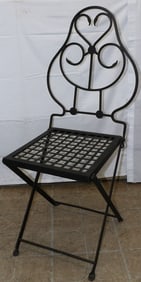Painted Wrought Iron Folding Side Chair