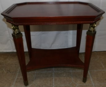 Cherry & Gilded Metal Figural Accent Stand by Bombay