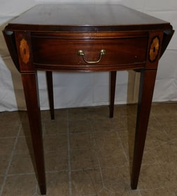 Mahogany Inlaid One Drawer Pembroke Table by Hickory Chair James River Plantation
