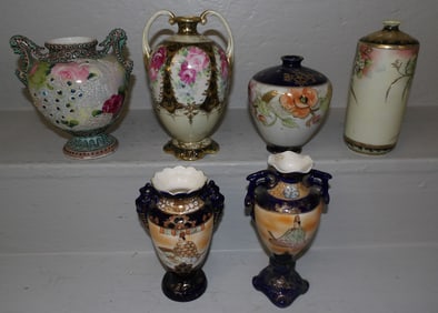 Lot of Hand Painted Nippon Porcelain Vases
