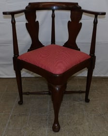 Mahogany Queen Anne Style Corner Chair