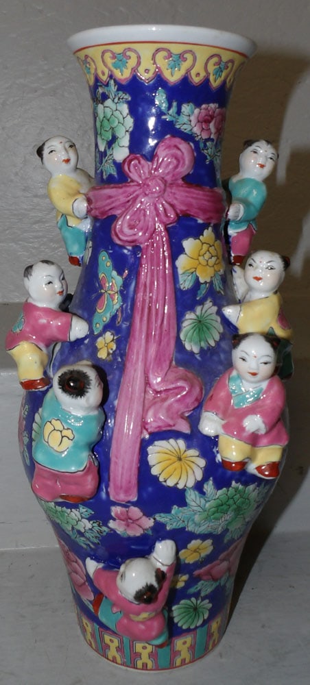 Oriental Painted Porcelain Vase Signed with Character Marks (1 of 7)