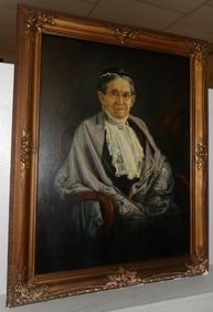 Antique Framed Oil on Canvas Portrait of Victorian Lady Artist Signed