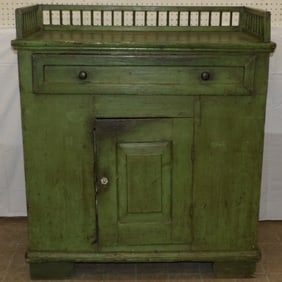 19th Century Painted Green Pine Jelly Cupboard