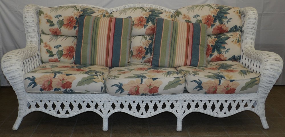 Painted Wicker Sofa by Lane (1 of 6)