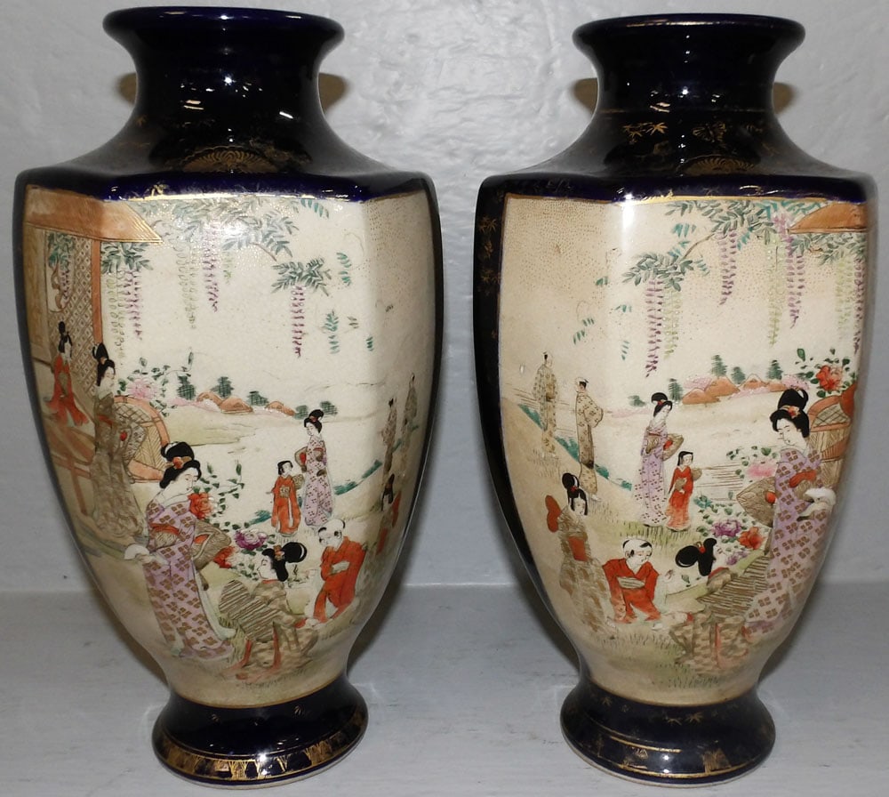 Pair of Antique Satsuma Porcelain Vases (1 of 6)