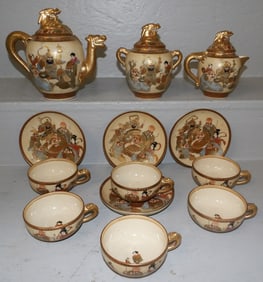 Fifteen Piece Satsuma Porcelain Tea Set