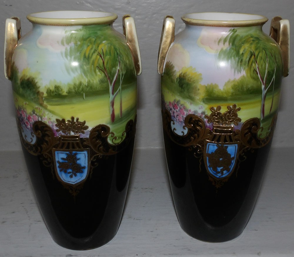 Pair of Hand Painted Nippon Porcelain Vases (1 of 5)