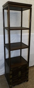 Oriental Teak Wood Etagere with Two Door Base