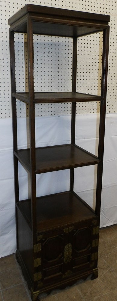Oriental Teak Wood Etagere with Two Door Base (1 of 4)