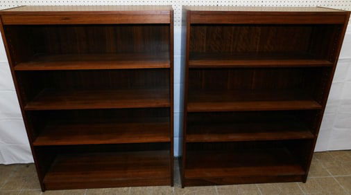 Pair of Mid Century Modern Walnut Open Book Shelves