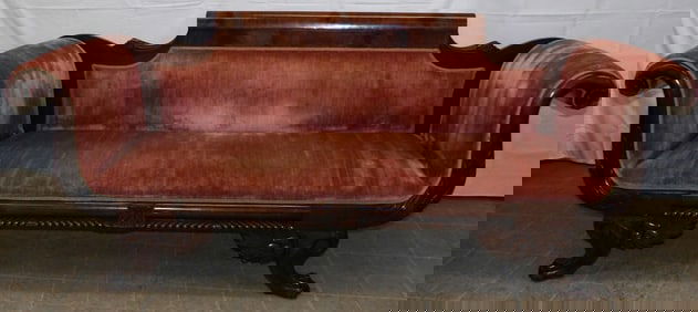 Antique Carved Mahogany Federal Sofa