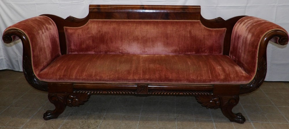Antique Carved Mahogany Federal Sofa (1 of 8)