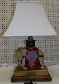 Painted Ceramic Elephant Form Lamp