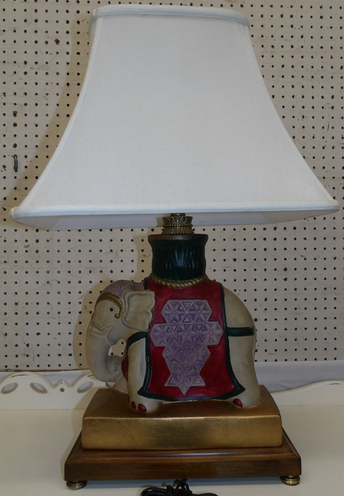 Painted Ceramic Elephant Form Lamp (1 of 4)