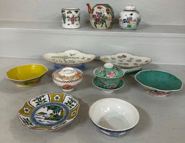 Lot of Antique Hand Painted Oriental Porcelain Items