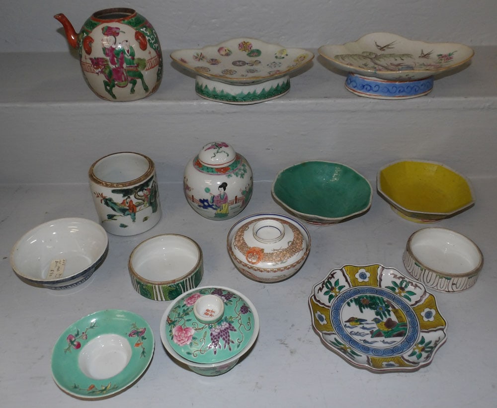 Lot of Antique Hand Painted Oriental Porcelain Items (1 of 10)