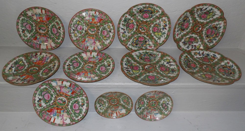 Eleven Pieces of Antique Rose Medallion Porcelain (1 of 6)
