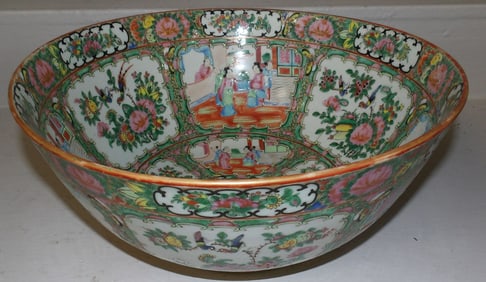 19th Century Rose Medallion Punch Bowl