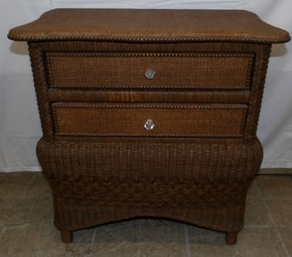 Modern Rattan Two Drawer Stand