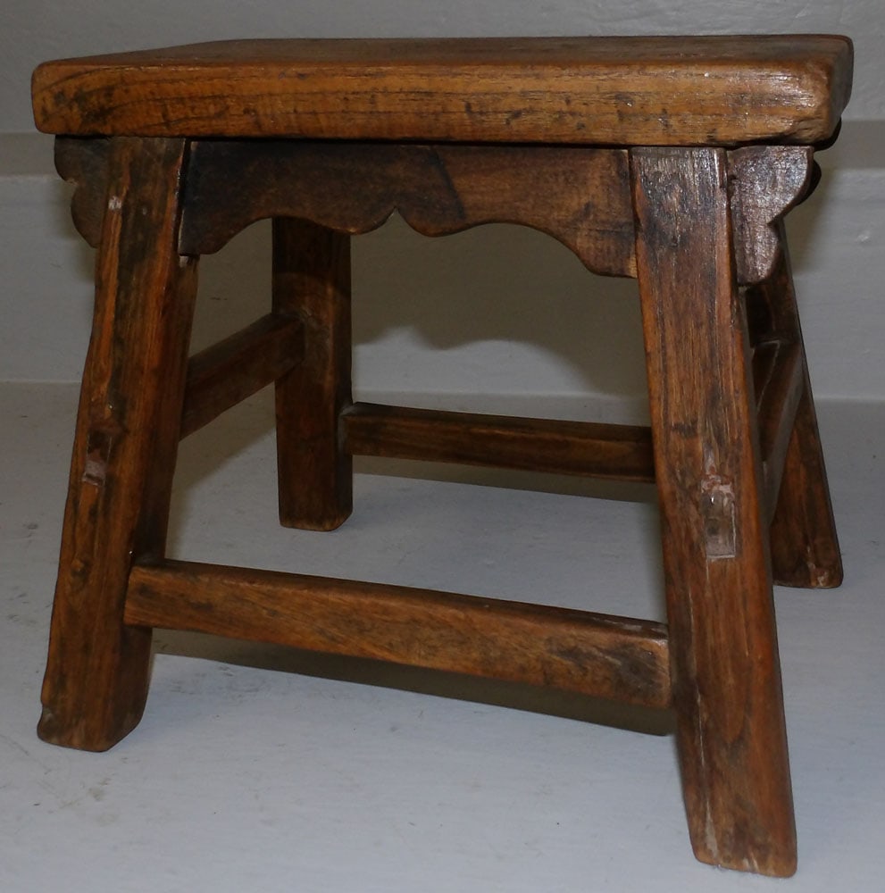 Oriental Elm Wood Jointed Stool (1 of 3)