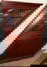 Cherry Glass Door Corner Cabinet