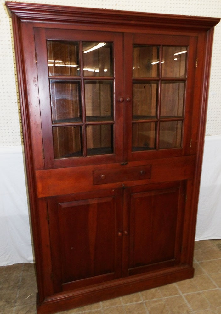 Cherry Glass Door Corner Cabinet (1 of 9)