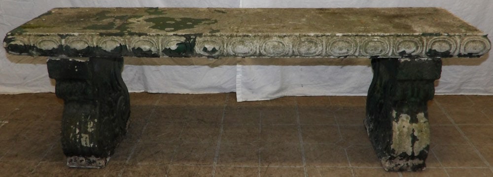 3 Pc Antique Cast Concrete Yard Bench (1 of 3)