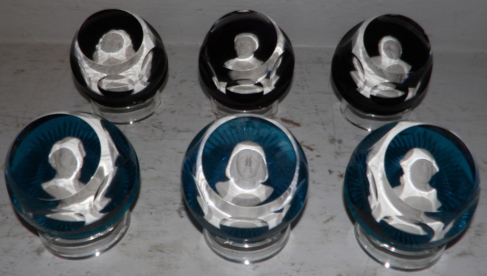 Lot Six Franklin Mint Baccarat Paper Weights On Stands (1 of 5)