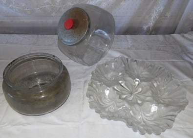 Lot Glass Country Store Candy Jar - Mikasa Divided Bowl