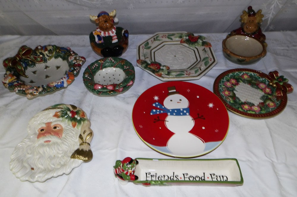 Lot Hand Painted Christmas Porcelain Items - Some Fitz & Floyd (1 of 3)
