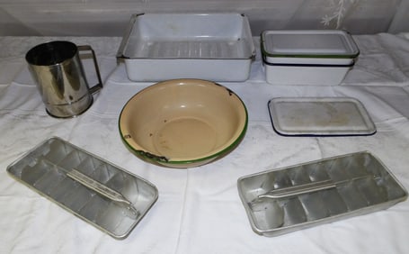 Lot Enamel Ware Kitchen Items