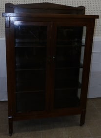 Antique Grain Painted Glass Door China Cabinet
