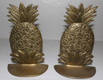 Pair Brass Pineapple Bookends By Andrea Sadek