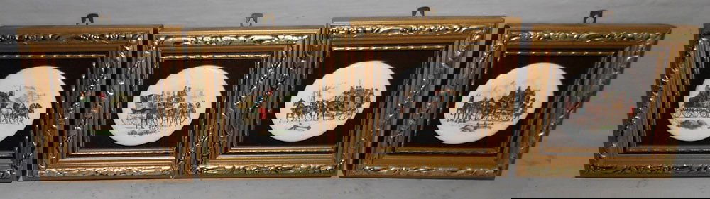 Lot Four Small Framed Hand Painted Porcelain Plaques (1 of 5)