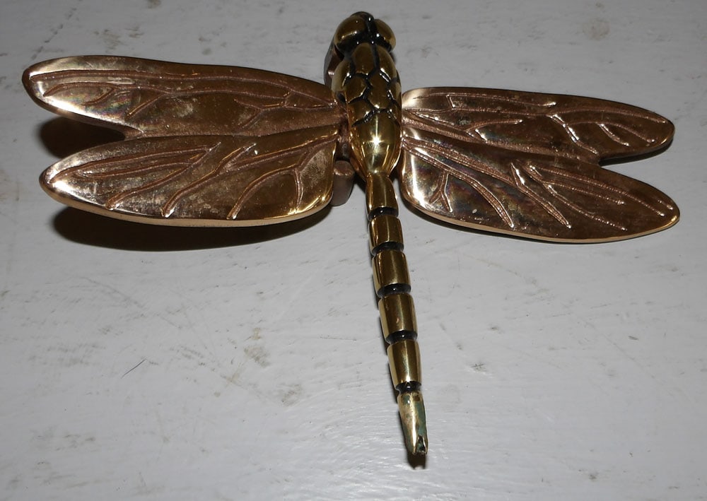 Cast Brass Dragonfly Door Knocker Artist Signed (1 of 3)