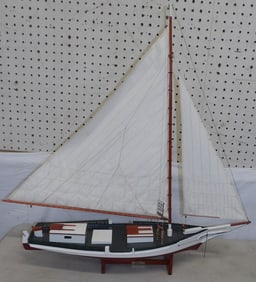 Painted Wood Sailboat Model