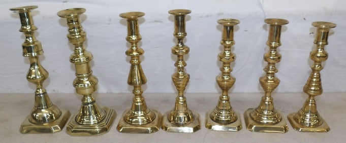 Lot 19th Century Polished Brass Candlesticks