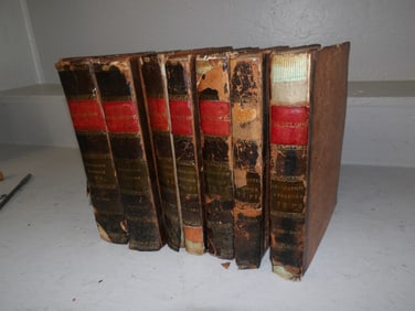 Lot Antique Leather Bound Books
