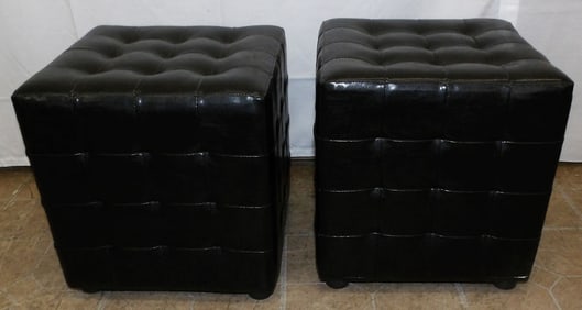 Pair of Vinyl Upholstered Ottomans
