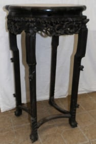 Antique Oriental Rosewood Stand with Marble Insert