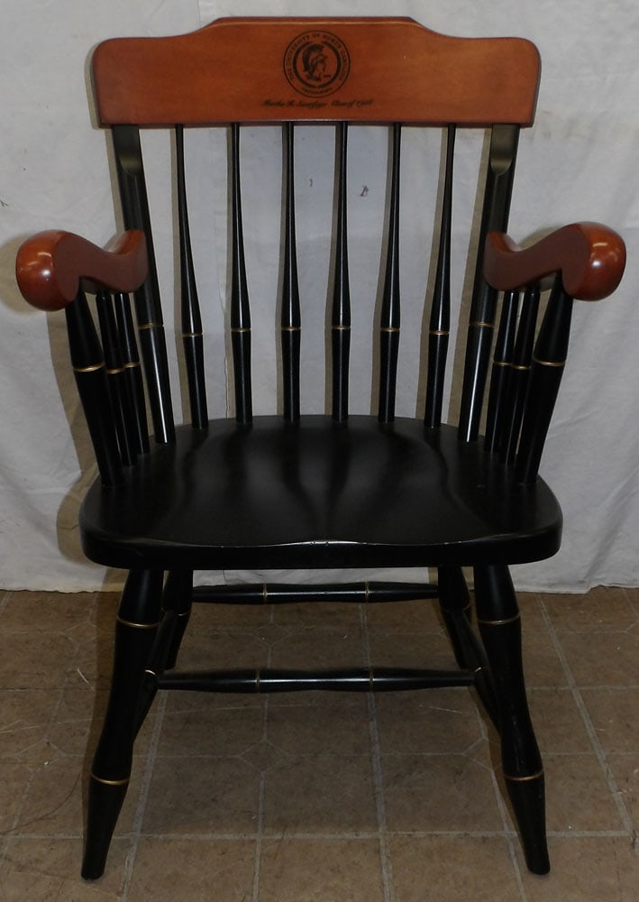 University of North Carolina College Arm Chair by Standard Chairs: University of North Carolina College Arm Chair by Standard Chairs. 34 3/4" H 22 1/2" W 18" D ALL DESCRIPTIONS AND ANY CONDITION STATEMENT GIVEN BY LANGSTON AUCTION GALLERY ARE STRICTLY OPINIONS AND LA