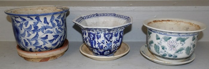 Three Oriental Porcelain Planters