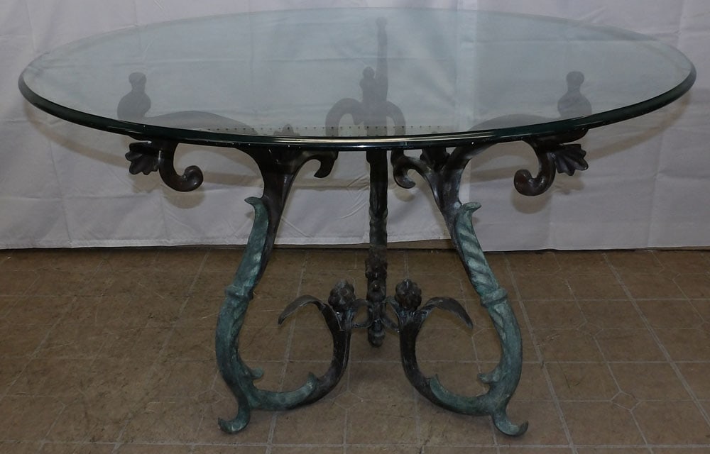 Glass Top & Bronze Base Center Table (1 of 3)