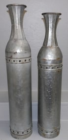 Two Galvanized Metal Decorative Vases