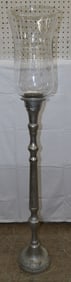 Cast Aluminum Floor Candlestick with Glass Shade