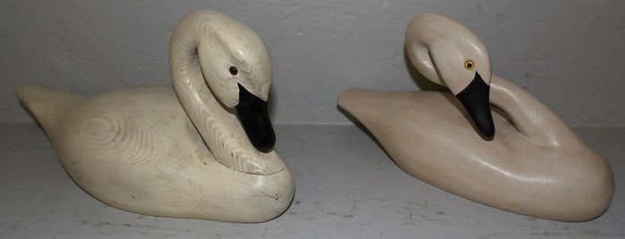 Two Painted Wood Swan Decoys