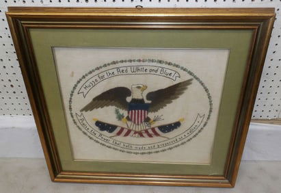 Framed Eagle Motif Needlework