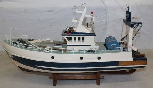 Painted Wood Boat Model