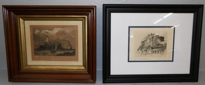 Two Framed Prints, One in Walnut Shadowbox Frame